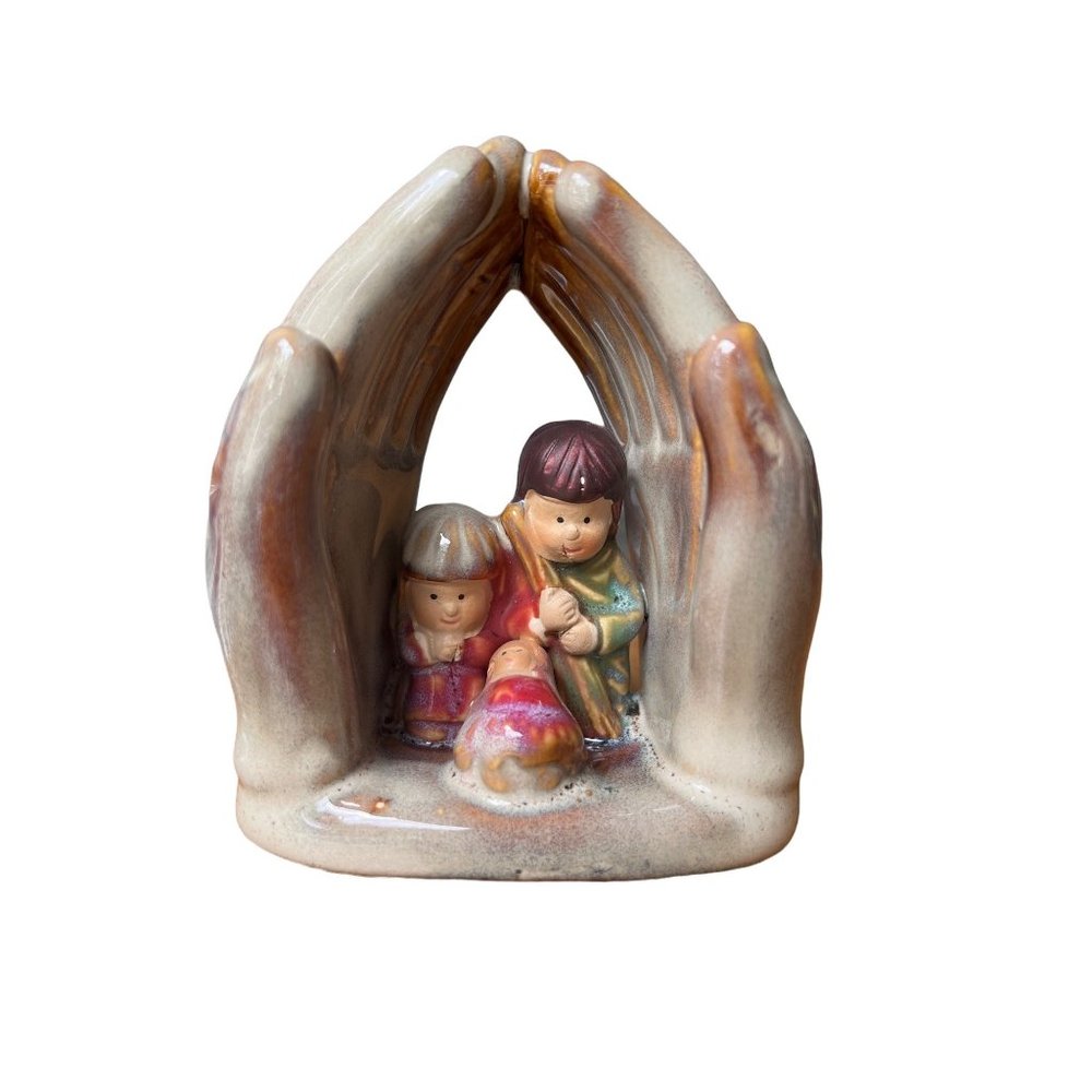 Mighty Hands of Love Nativity Bisque Porcelain 4 inch christian holy family